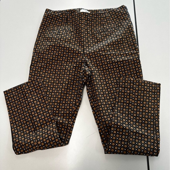 Anthropologie Essential Slim Trouser Pants in Brown Motif. Women's size 8 - Picture 5 of 12